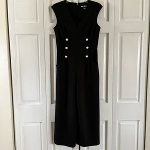 Karl Lagerfeld Women's Jumpsuit, Black Cropped Wide Leg with Pockets - Sz 4